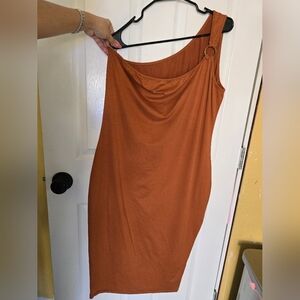 One-Shoulder Rust Orange Women’s Dress